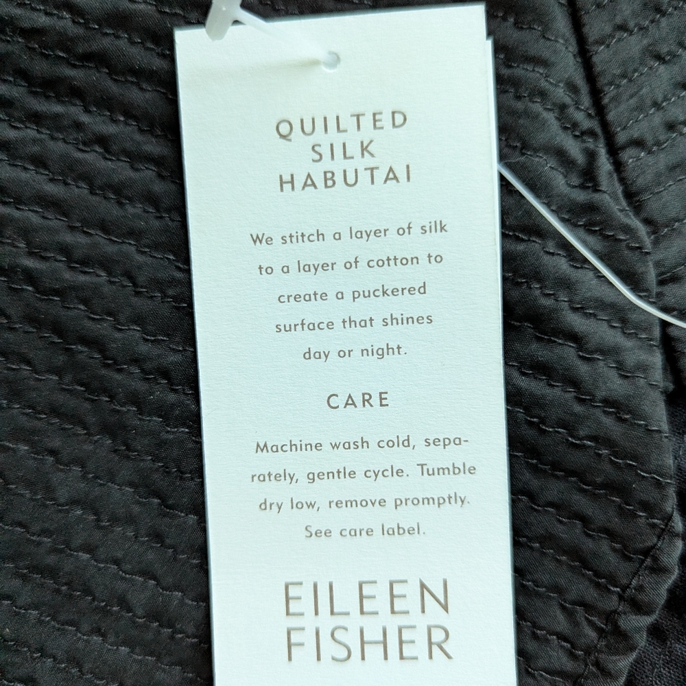 Eileen Fisher Black Quilted Silk Habutai - Picture 4 of 11